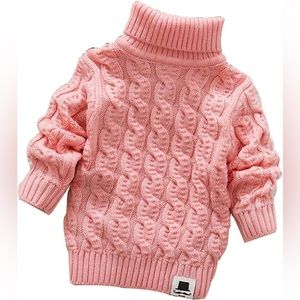 PINK KNIT TURTLENECK SWEATER AMAZON BRAND LINED WARM WINTER SOFT